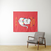 Tenture Meowy Kalikimaka Funny Chat Santa Hat Noël (En situation (horizontale))