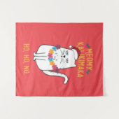 Tenture Meowy Kalikimaka Funny Chat Santa Hat Noël (Devant (Horizontal))