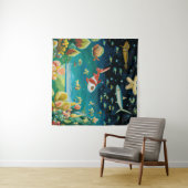 Tenture Mer au fond de l'océan remplie de coraux de poisso (En situation (horizontale))