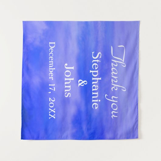 Tenture Merci Deep Blue Cloud Art Mariage Abstrait (Devant (Horizontal))