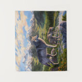 Tenture Mère Wolf & Pups Mountain River Valley (Devant)