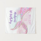 Tenture Mermaid Pink Gold Anniversaire (Devant (Horizontal))