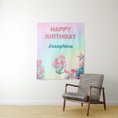 Tenture Mermaid Tail Teal Pink Girly Birthday (En situation)