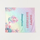 Tenture Mermaid Tail Teal Pink Girly Birthday (Devant (Horizontal))