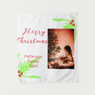 Tenture Merry Bright Christmas ajouter nom de famille bien