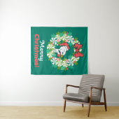 Tenture Merry Christmas Peppermenthe Holiday Wreath (En situation (horizontale))