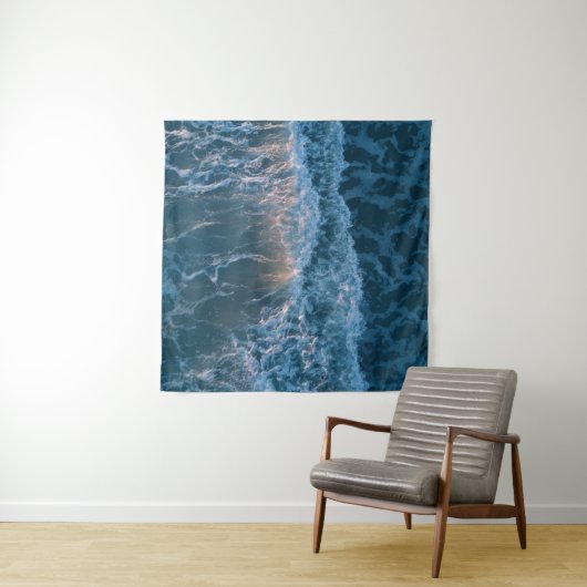 Tenture Merveilleuses Vagues Bleues (En situation (horizontale))