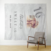 Tenture Message de bienvenue avec photo et paillettes arge (En situation (horizontale))