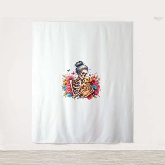 Tenture Messy Bun Skeleton mignon Amoureux de les chiens c (Devant)