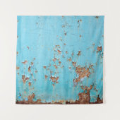 Tenture Métal bleu rouillé : Mur texturé. (Devant)