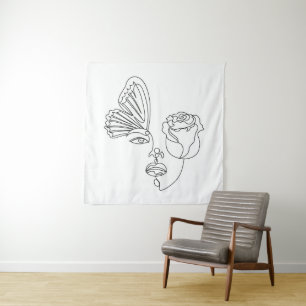 Tenture Métamorphose – Papillon Abstrait et Art Linéaire d