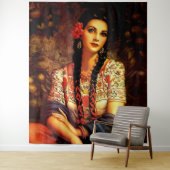 Tenture Mexicaine Vintage belle fille avec long bar (En situation)