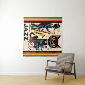 Tenture Mi siècle Jazz Age HepCat Chat Noir (En situation (horizontale))