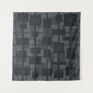 Tenture Mi-siècle moderne géométrique gris foncé
