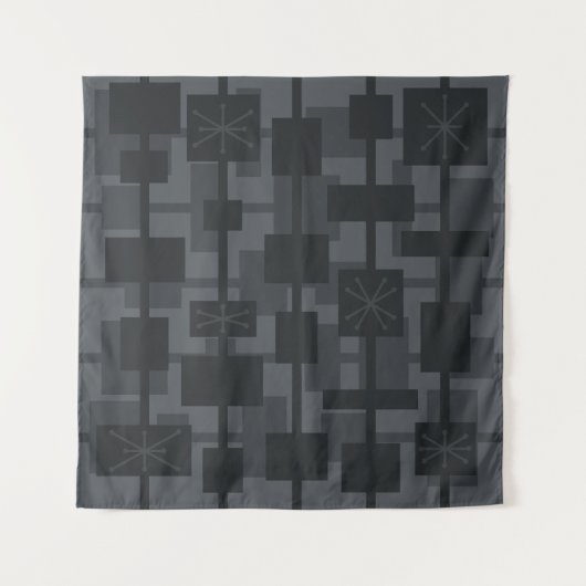 Tenture Mi-siècle moderne géométrique gris foncé (Devant)
