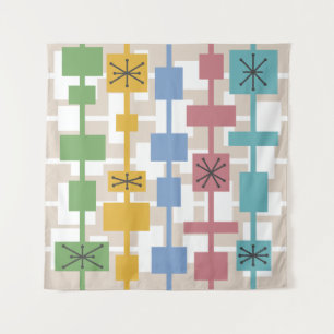 Tenture Mi-siècle moderne géométrique Multicolore 1