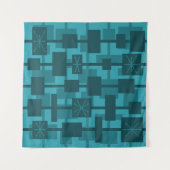 Tenture Mi-siècle moderne géométrique Turquoise (Devant (Horizontal))