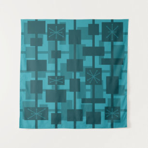 Tenture Mi-siècle moderne géométrique Turquoise