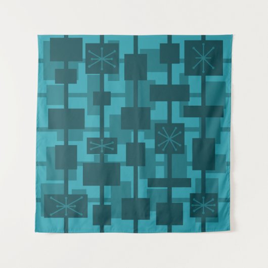 Tenture Mi-siècle moderne géométrique Turquoise (Devant)