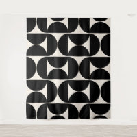 Mi-Siècle Moderne Motif Vintage Noir Et Blanc