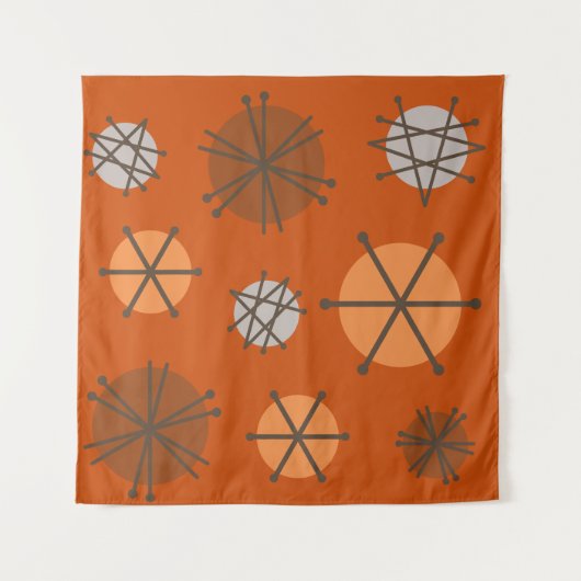 Tenture Mi-siècle Starbursts Modernes Brûlé Orange (Devant (Horizontal))