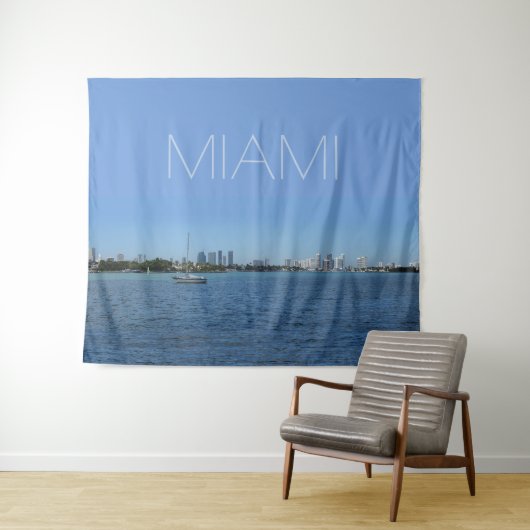 Tenture Miami Skyline avec votre texte (En situation (horizontale))