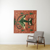 Tenture Mid Century Black Cat Merry Martini Christmas (En situation (horizontale))