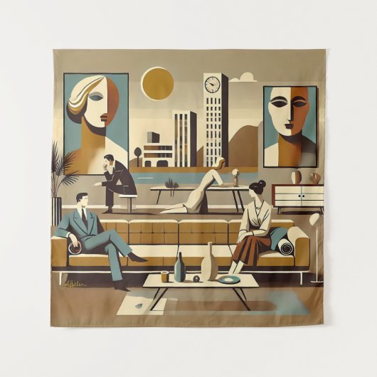 Tenture Mid Century Interior Design Art Lounge (Devant)