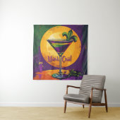Tenture Mid Century Mardi Gras Sunset Fleur De Lis Martini (En situation)