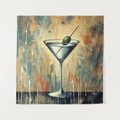 Tenture Mid Century Mixed Media Martini Art (Devant)