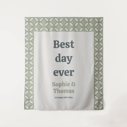 Tenture Mid Century Mod Retro Mariage Meilleur Jour Jamais (Devant)