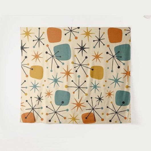 Tenture Mid Century Modern Starburst Pattern (Devant (Horizontal))