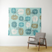 Tenture Midcentury Pattern Oblongs Aquamarine Gold (En situation (horizontale))