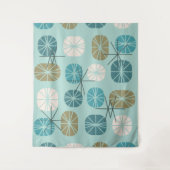 Tenture Midcentury Pattern Oblongs Aquamarine Gold (Devant)