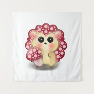 Tenture Mignon art de hérisson champignon rouge Kawaii