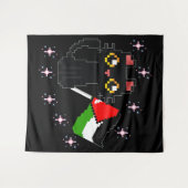Tenture mignon chat noir tient drapeau de la Palestine (Devant (Horizontal))