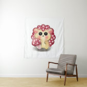 Tenture Mignon Dessin de Champignon Rouge Kawaii Hérisson (En situation)