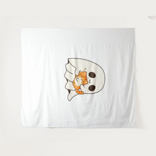 Tenture Mignon fantôme et chat, T-shirt classique Hallowee (Devant (Horizontal))