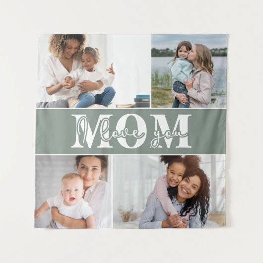 Tenture Mignon JE T'AIME MAMAN Photo de la fête des mères (Devant)