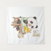 Tenture Mignon panda mangeant de la glace râpée de mangue (Devant (Horizontal))