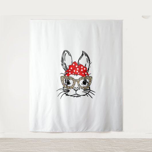 Tenture Mignonette Empreinte de léopard Visage Bandana Rou (Devant)