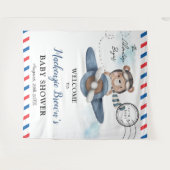 Tenture Mignonne Bear Plane Aventure Commence Baby shower  (Devant (Horizontal))