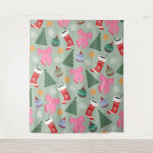 Tenture Mignonne Menthe verte de Noël