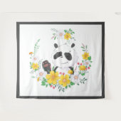 Tenture Mignonne panda fleurie (Devant (Horizontal))