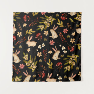 Tenture Mignons lapins : Motif à main aquarelle