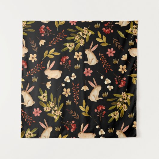 Tenture Mignons lapins : Motif à main aquarelle (Devant)