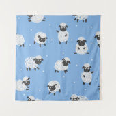 Tenture Mignons moutons blancs : agneaux vintages. (Devant)