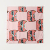 Tenture Mignons visages de chat, motif sans soudure. (Devant (Horizontal))
