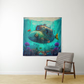 Tenture Miles Under the Sea Art Illustration Tapestry (En situation)