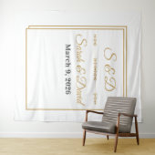 Tenture Mimimalist Gold Border Wedding Banner (En situation (horizontale))